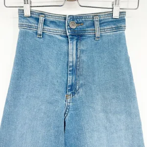 Zara Womens Medium‎ Wash High Rise Raw Hem Baggy Wide Leg Barrel Jeans Size 0 thumbnail 2