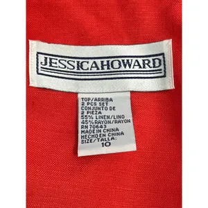 Vintage Jessica Howard 2 Piece Dress Set Size 10 Orange Linen Blend Summer NWT thumbnail 7