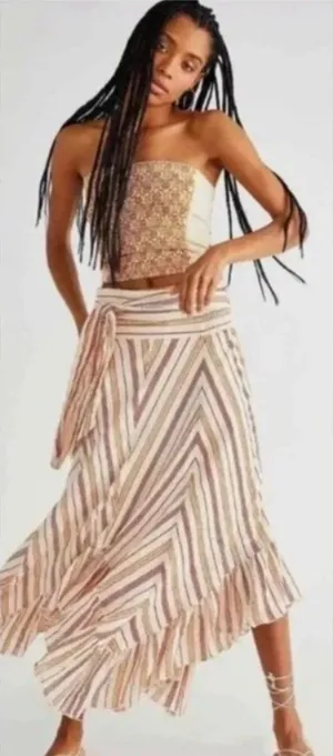Free People Giselle Skirt/dress Ivory stripe Size Small thumbnail 1