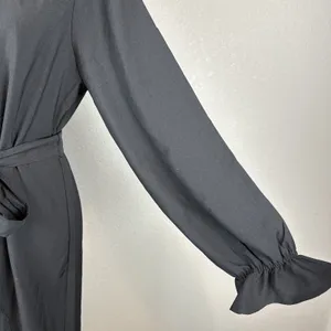 J Crew Women Drapey Shirt Dress Size M Black Satin-back Crepe Button Long Sleeve thumbnail 2