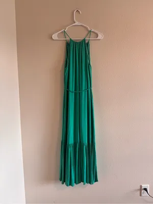 Banana Republic Teal Green Spaghetti-Strap Maxi Dress thumbnail 3