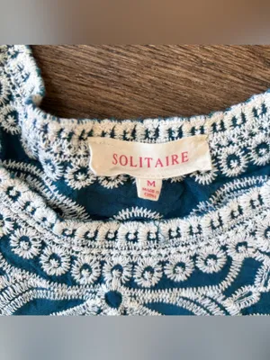 Solitaire |Teal Blouse with White Embroidery sz Medium thumbnail 5