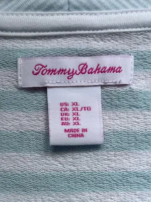 NEW Tommy Bahama Blue White Striped Cotton Blend Lightweight Quarter Zip Size XL thumbnail 7