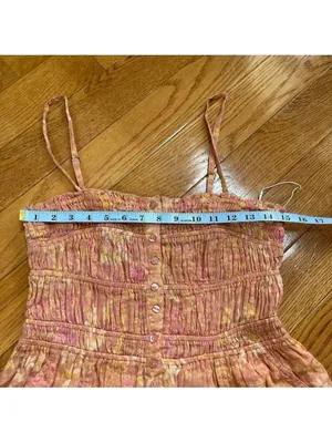 Free People FP One Sammi Shorts Romper 100% Cotton Floral print Orange boho Sz M thumbnail 8