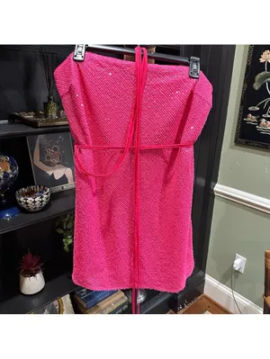 ASOS Sequin Tube Top Dress – Size 12 – Pink Sparkle – Like New thumbnail 2