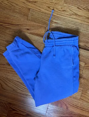 Aritzia TNA Bright Periwinkle Blue Jogger Sweatpants Boyfriend Fleece thumbnail 1