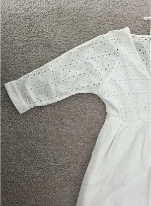 ZARA Eyelet Dress White thumbnail 3