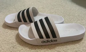 Unisex Adidas White and Black Slides thumbnail 1