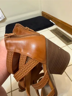 FRYE AND CO. | Gale Cognac Braided Strappy Block Heel Sandals thumbnail 5