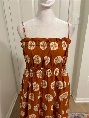 Free People Leanna Bandeau Tube Maxi Dress In Brick Combo Cotton NWT Size Large thumbnail 7
