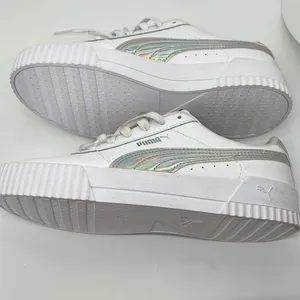 Puma Carina Iridescent High Platfrom Low Top Sneakers White/Silver Women's 8.5 thumbnail 4
