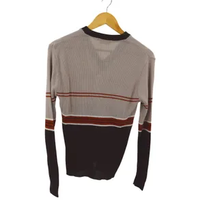Hands On V Neck‎ Sweater Long Sleeve Stripe Pattern Size M Gray Size M thumbnail 2