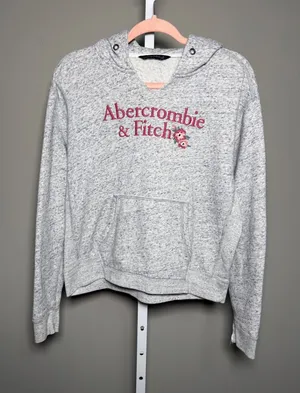Abercrombie & Fitch Floral Logo Crop Hoodie Gray Heather S Soft‎ Girl Athleisure thumbnail 1
