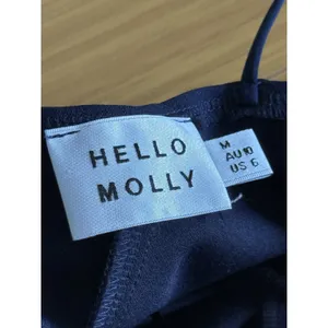Hello Molly Quiet Dancer Midi Dress Size Medium 6 Midnight Blue Navy Ruched Slit thumbnail 4
