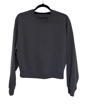 Abercrombie Soft AF Collection Cropped Crewneck Sweatshirt in Charcoal - Size S thumbnail 1