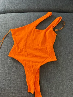 Grey Lab Orange Body Suit Cross Shoulder thumbnail 1