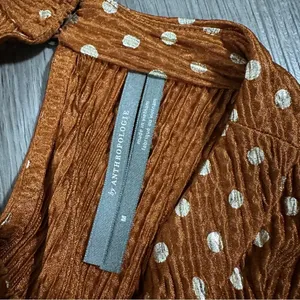 Anthropologie Metallic Brown‎ & Silver Polka Dot Print Sleeveless Top Size M thumbnail 3