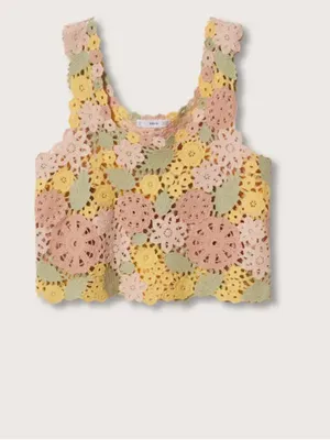 Pastel Crocheted Tank Top Pink Size M thumbnail 2