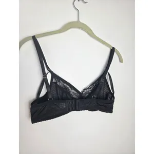 Black Lace Sheer Nursing Bra Wireless Strappy Breastfeeding Small Chest 34B thumbnail 5