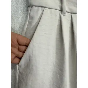 Abercrombie & Fitch Wide Leg Long Trouser Casual Pants Sz 14 High Rise Cream thumbnail 3