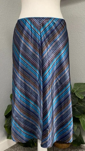 Striped Midi Skirt Blue Purple Brown Chevron Striped Cottagecore Dark Romance thumbnail 1