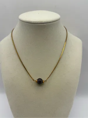 Park Lane Gold Tone Necklace Purple Bead Pendant Vintage Costume Jewelry thumbnail 1