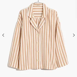 Madewell Striped Double-Gauze Oversized Pajama Shirt‎ Sz S Hyde Park Stripe NEW thumbnail 1