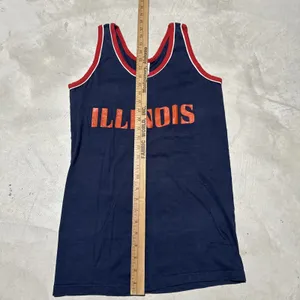 Vintage 1970s Illinois Fighting Illini Tank Top Shirt Basketball Muscle T Jersey thumbnail 5
