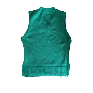 Green Knit Sweater Vest Medium Oversized V Neck Sleeveless Preppy Layering thumbnail 7