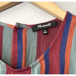 Madewell Striped Tie Front Top Size Medium Rosalinda Beachy Retro Summer Blouse thumbnail 3