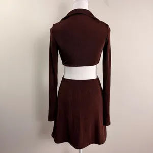 Peppermayo‎ Crowd Control Mini Dress Brown Cutout O-Ring Long Sleeve US 4 NEW thumbnail 6