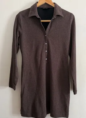 J. PETERMAN | Women's brown and Black Long sleeve Polo Shirt Dress | Small thumbnail 1