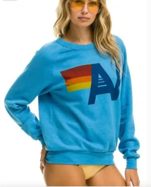 Aviator Nation Big Logo Sweatshirt Womens 2XL Blue Rainbow AV Fleece Pullover thumbnail 1