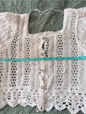 Wild Flower Cream Crochet Short Sleeve Button Front Top Cardigan S/M NWT Boho thumbnail 5