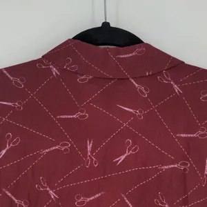 Modcloth A Cut Above Average Shirt Dress Size 12 Burgundy Scissors Hair Stylist‎ thumbnail 15