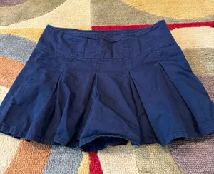 Garage Clothing Navy Blue Pleated Low Rise Mini Skort Built in Shorts Size XS thumbnail 1