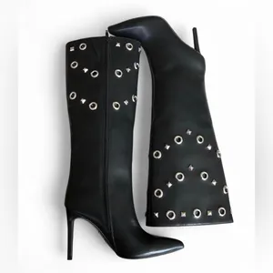 I.N.C. International Concepts Women's Black Saiqa Grommet Knee High Boots 6M thumbnail 7