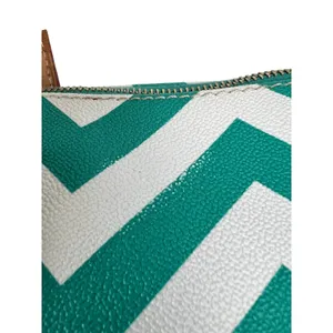 Dooney & Bourke Chevron Tote Bag Teal White Leather Trim Shoulder Bag & Wristlet thumbnail 11