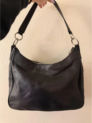 Black Vintage Coach Signature Stripe Perforated Leather Bag 2013 thumbnail 2