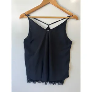 Free People Intimately Criss Cross Cami Lace Trim‎ Tank Top Black Size Small thumbnail 4