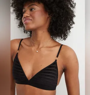 NWT Aerie Velvet Stripe Triangle Bralette thumbnail 1