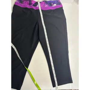 Xersion Black Athletic Capri Leggings Purple Drawstring Size Large thumbnail 2