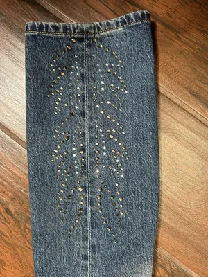 Levi’s 501 Curve Stretch High Rise Straight Leg RHINESTONE Dark Wash Denim Jeans thumbnail 2