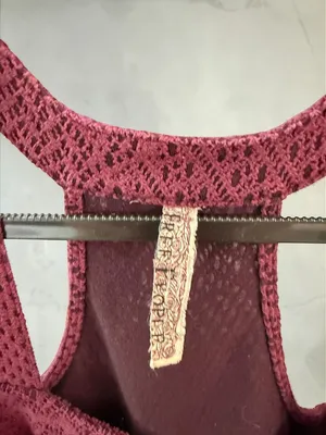 Free People Burgundy Lace Crochet Sleeveless Bodycon‎ Mini Dress thumbnail 3