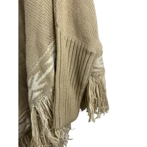 Cato Poncho Tan Knit Fringed Hem Pullover Sweater One Size NWT thumbnail 4