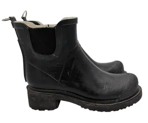 Ilse Jacobsen Rub 47 Black Rubber Chelsea Rain Boots Faux Fur Lined Size 40 thumbnail 1