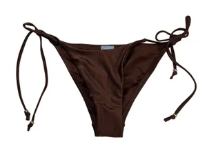 Shade & Shore String Bikini Bottom Women's XS Brown Beaded Low Rise High Leg NWT thumbnail 1