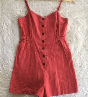 Orange Red Linen romper Size M thumbnail 1