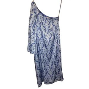 Tuckernuck Hyacinth House Luna Blue One Shoulder Satin Midi Dress - size Large thumbnail 3