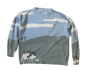 Cow cloud blue, green, black sweater size Med thumbnail 1